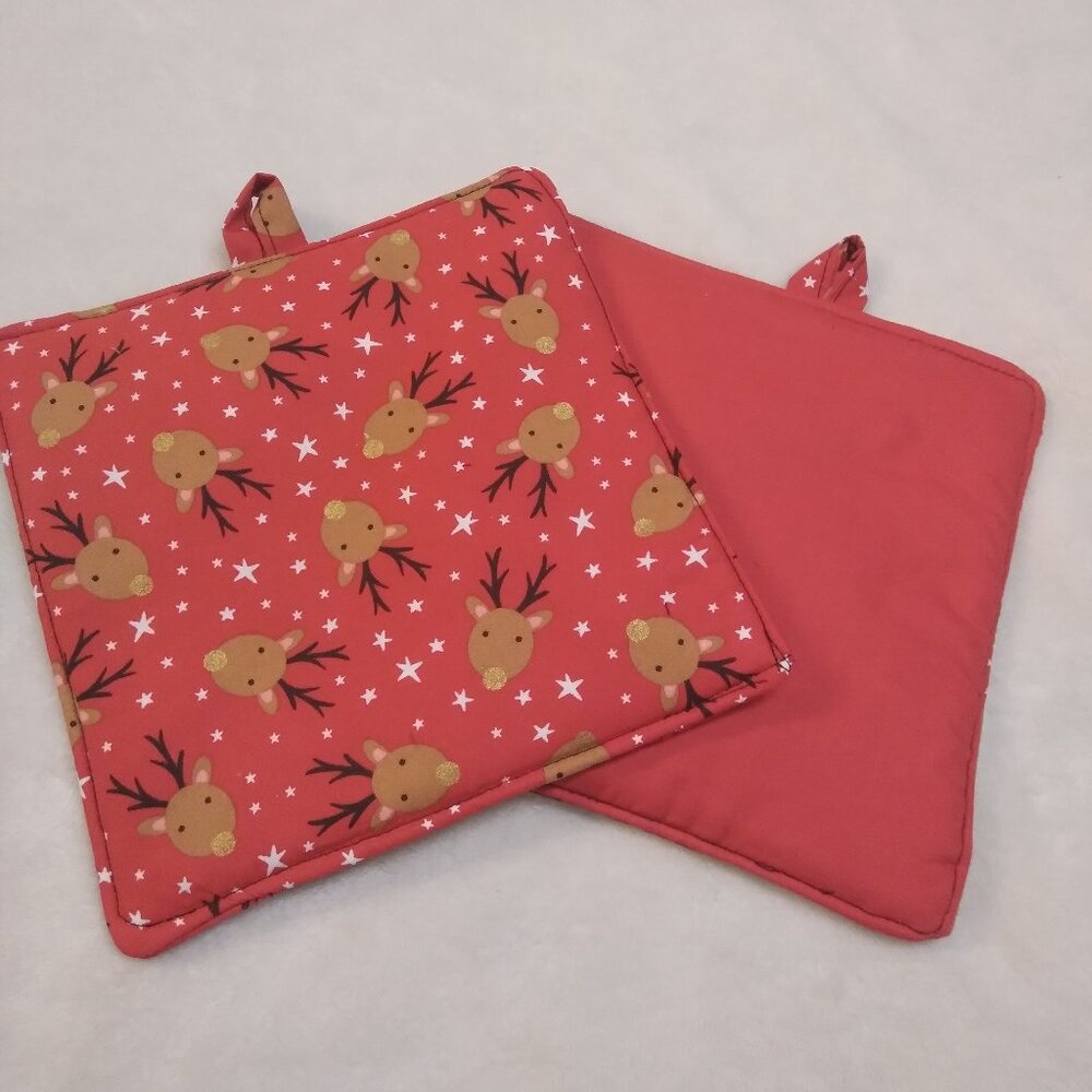 Christmas Reindeer Pot Holders 8.8"  5 Layers Thick